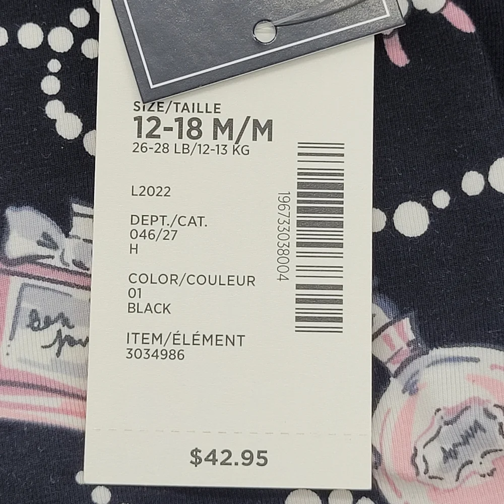 Gymboree Dress Black Pink Long Sleeve Tres Chic Collection Print Size 12-18m NEW